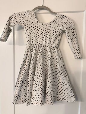 Alice & Ames Girls' White and Black Polka Dot Long Sleeve Dress